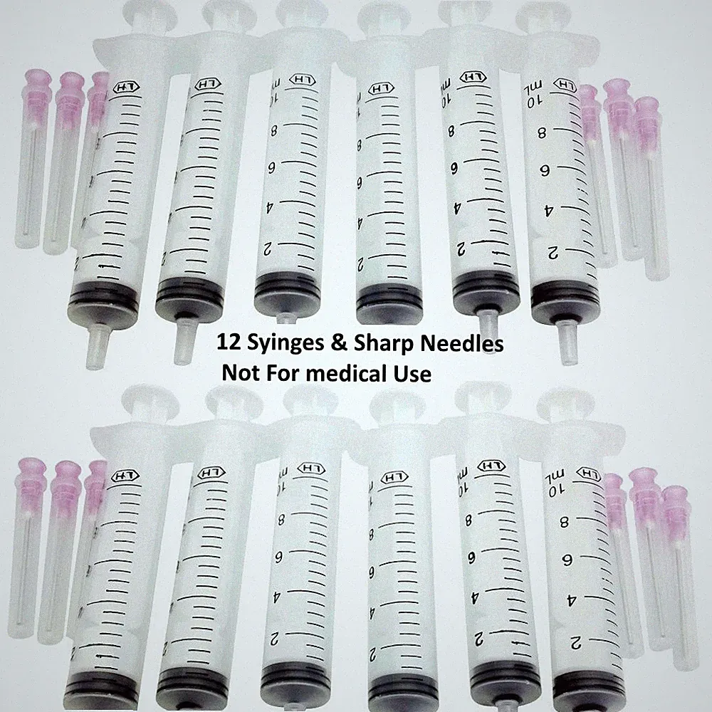 12 pcs 10ml Syringe & sharp Needles for Ink Cartridge and eco CIS Refill Tank