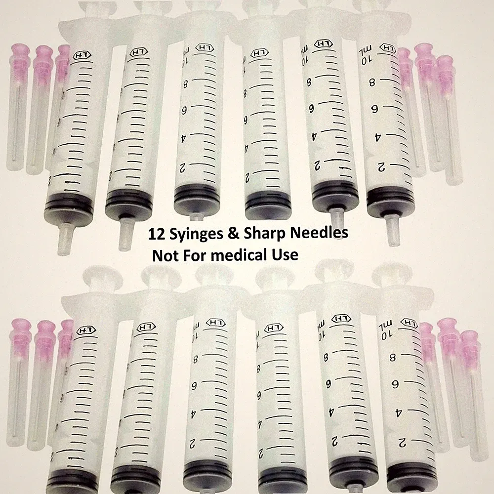 12 pcs 10ml Syringe & sharp Needles for Ink Cartridge CIS Refill
