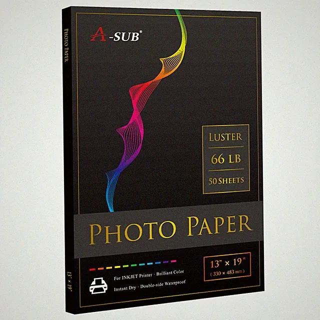 A-SUB Pro Luster Photo Paper 13X19 for Inkjet Printer 250g Semi Gloss 50 PK 66lb