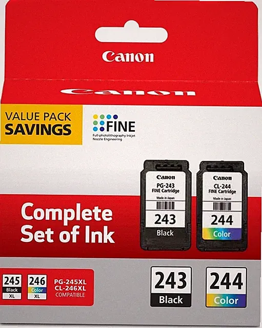 Canon 2 Pack Ink Package with PG-243 Black, CL-244 Color Ink Cartridge, 245