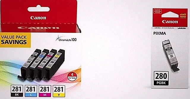 Canon CLI-281 XL BKCMY Four Color Value Pack PGI-280 Pigment Black Ink Tank Co