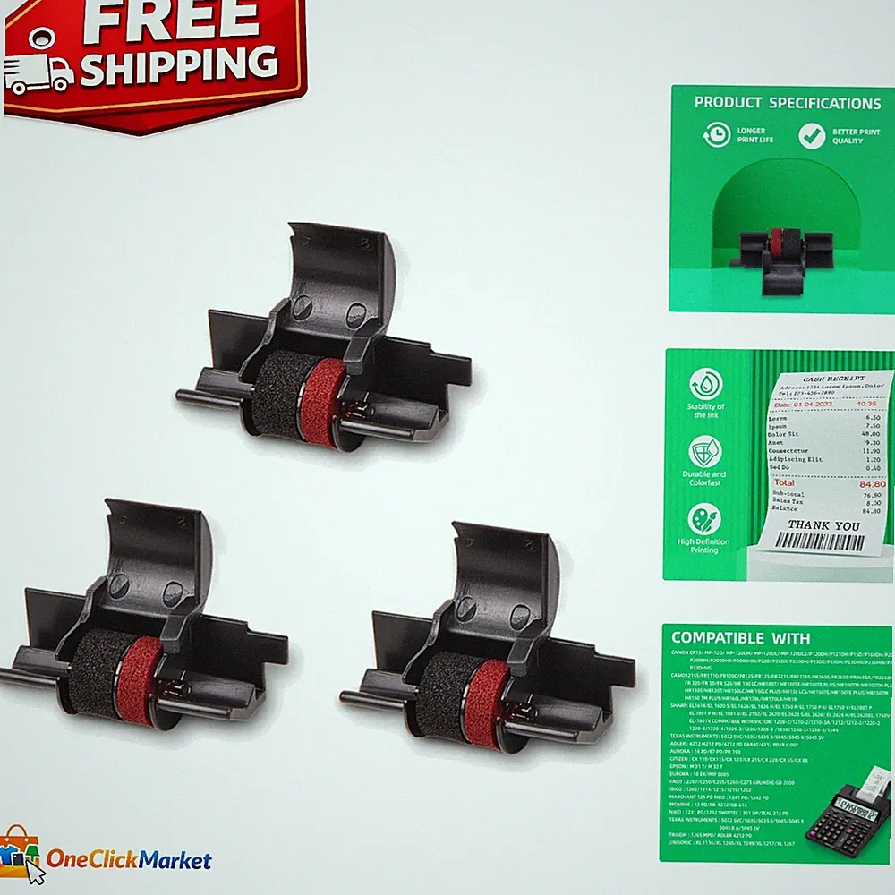 Compatible 3-Pack Calculator Ink Ribbons for Sharp, Canon - Optimal Performance