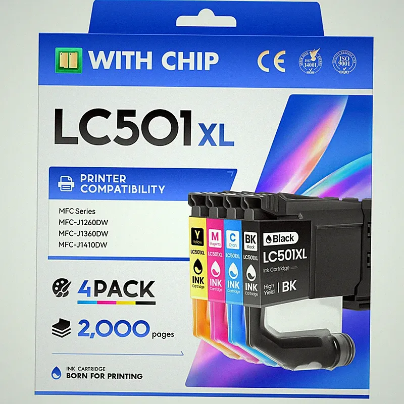 Inkbay Lc501Xl Ink Cartridges Combo 4-Pack Compatible For Brother Lc501 Lc501Xl
