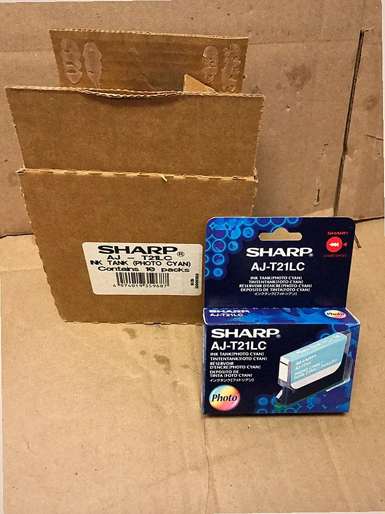 NEW (10 Pack) Sharp AJ-T21LC Ink Tank Cartridge (Photo Cyan) - Retail Box