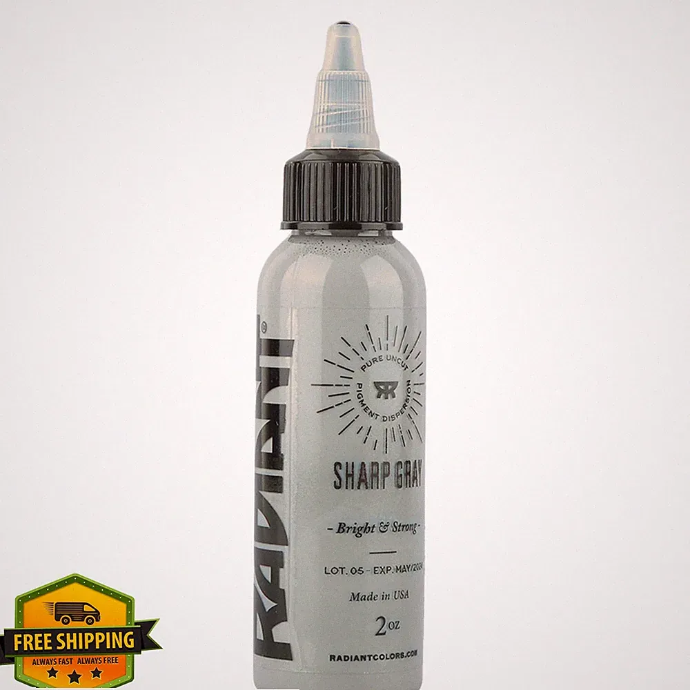 Radiant Colors Tattoo Ink 1oz Sharp Mid-Tone Gray Vegan Made in USA