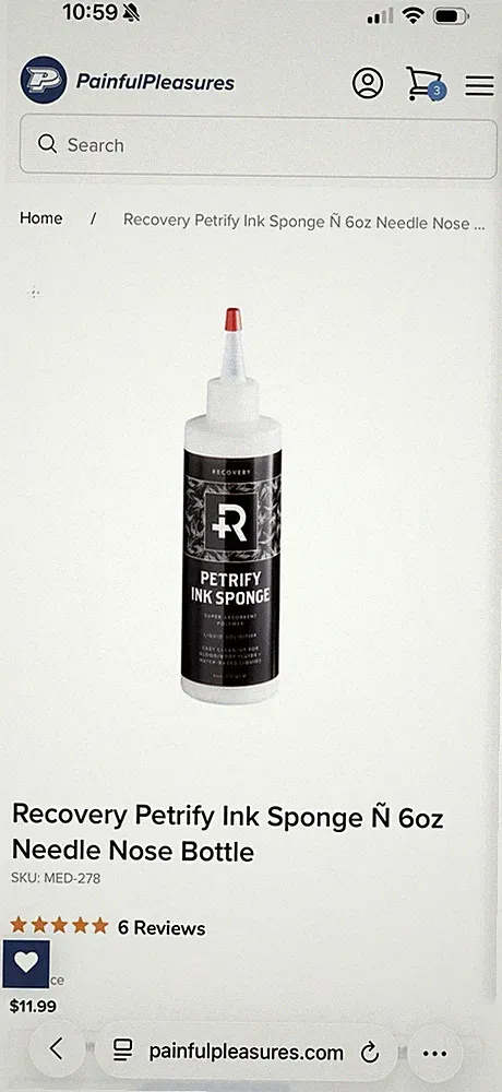 Recovery Petrify Ink Sponge N 6ozNeedle Nose Bottle