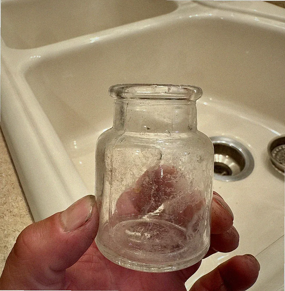 S&D (Sharp & Dohme) Unusual Style Clear Cork Top Poison Medicine Bottle Ink-Like